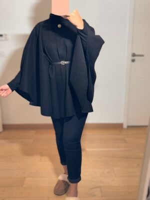 Cape Poncho oversize à ceinture